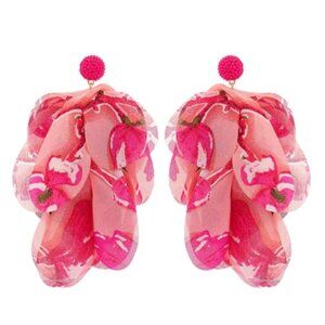 Zara Oversized Peach Cherry Print Floral Earrings